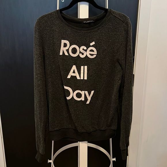Wildfox “rose all day” super soft lived in fabric sweatshirt - gray small - Picture 1 of 2